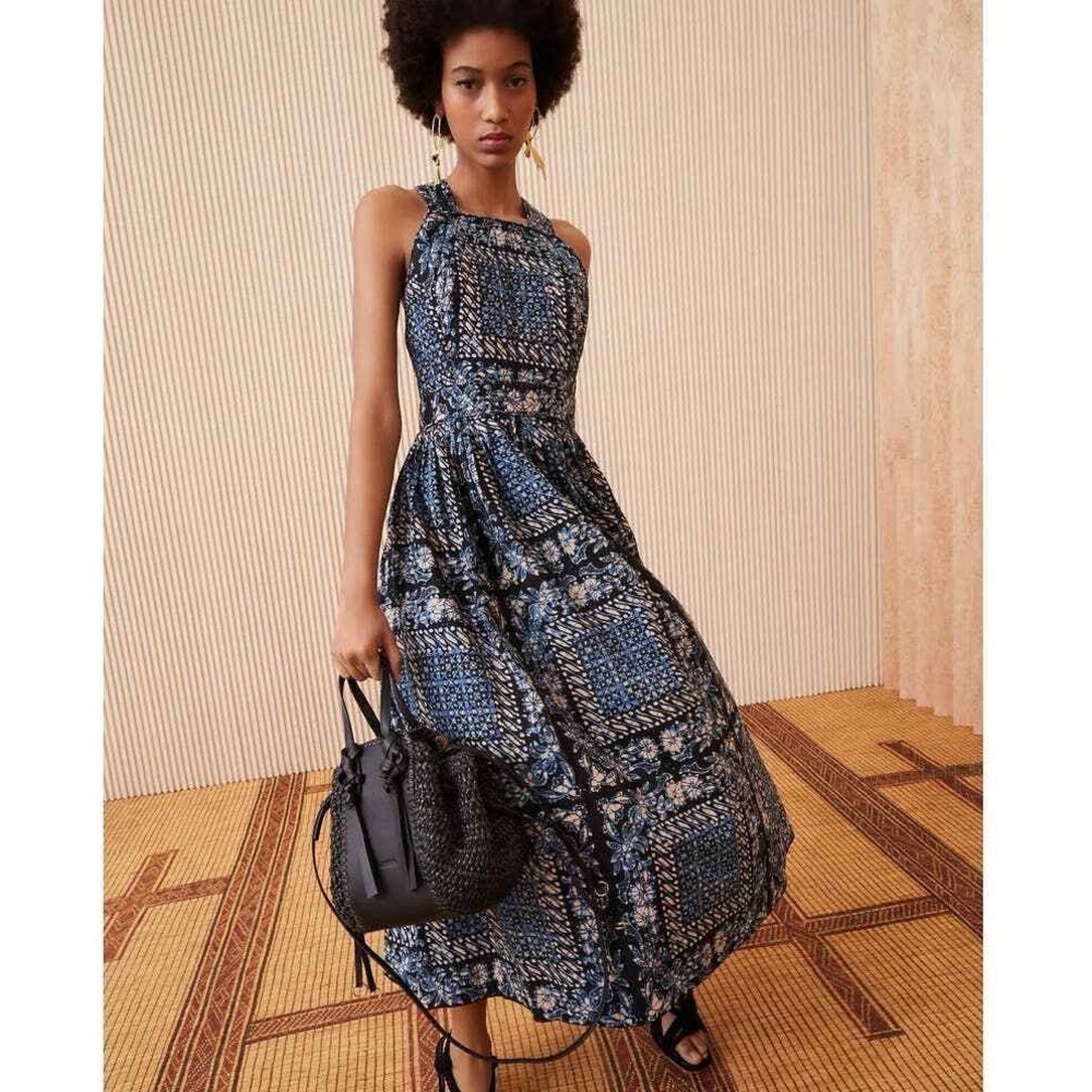 Ulla Johnson Kerani Cutout Back Midi Fit & Flare Dress Azure